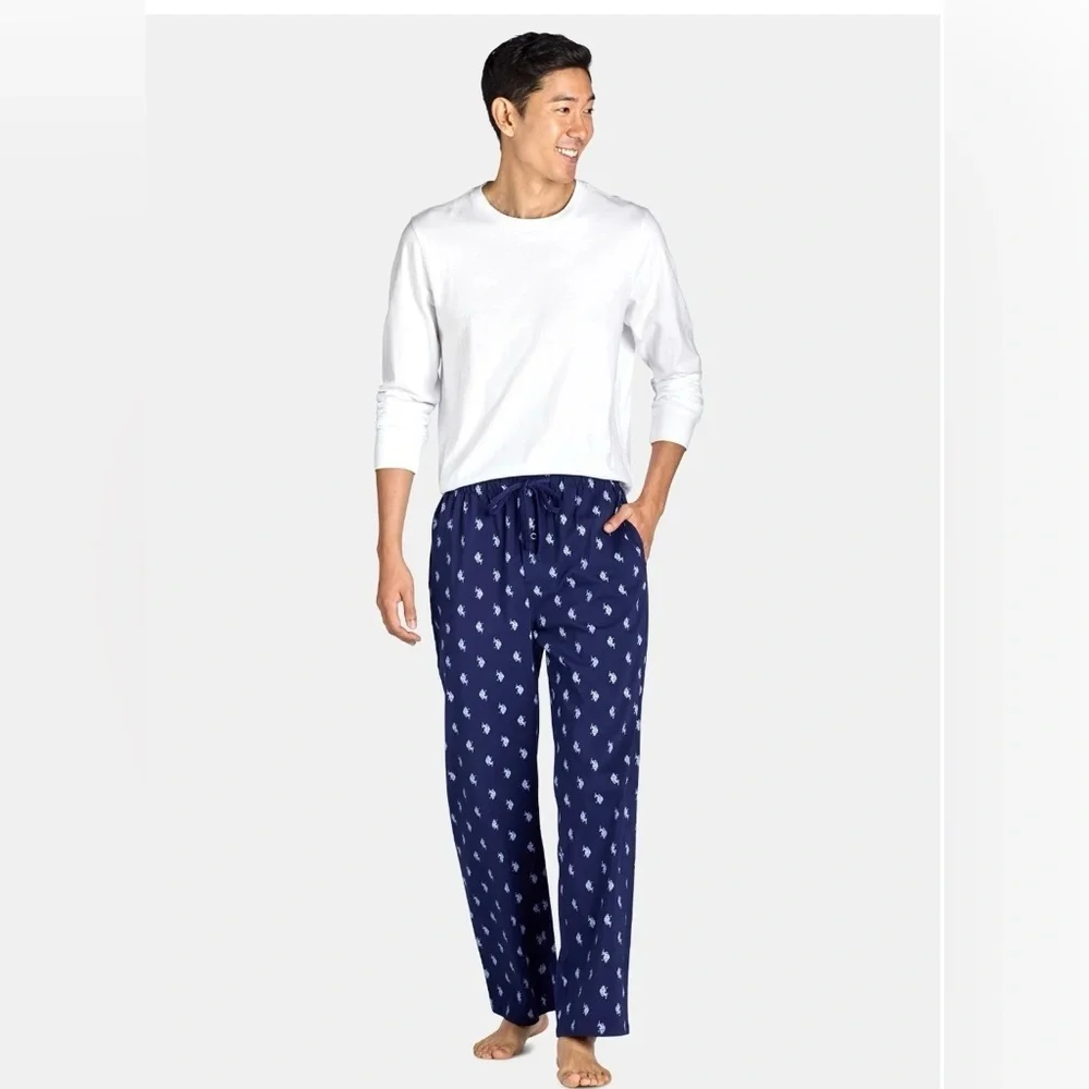 U.S. Polo Assn. Men’s Allover Plaid Pattern Polyester Lounge Pajama Pants